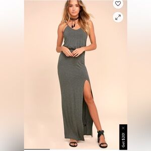 Lulus watch the sunset dark grey maxi dress
